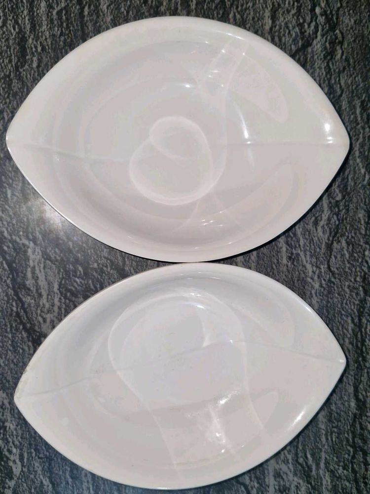 Two Decorative White Serving Dishes (2bowl)