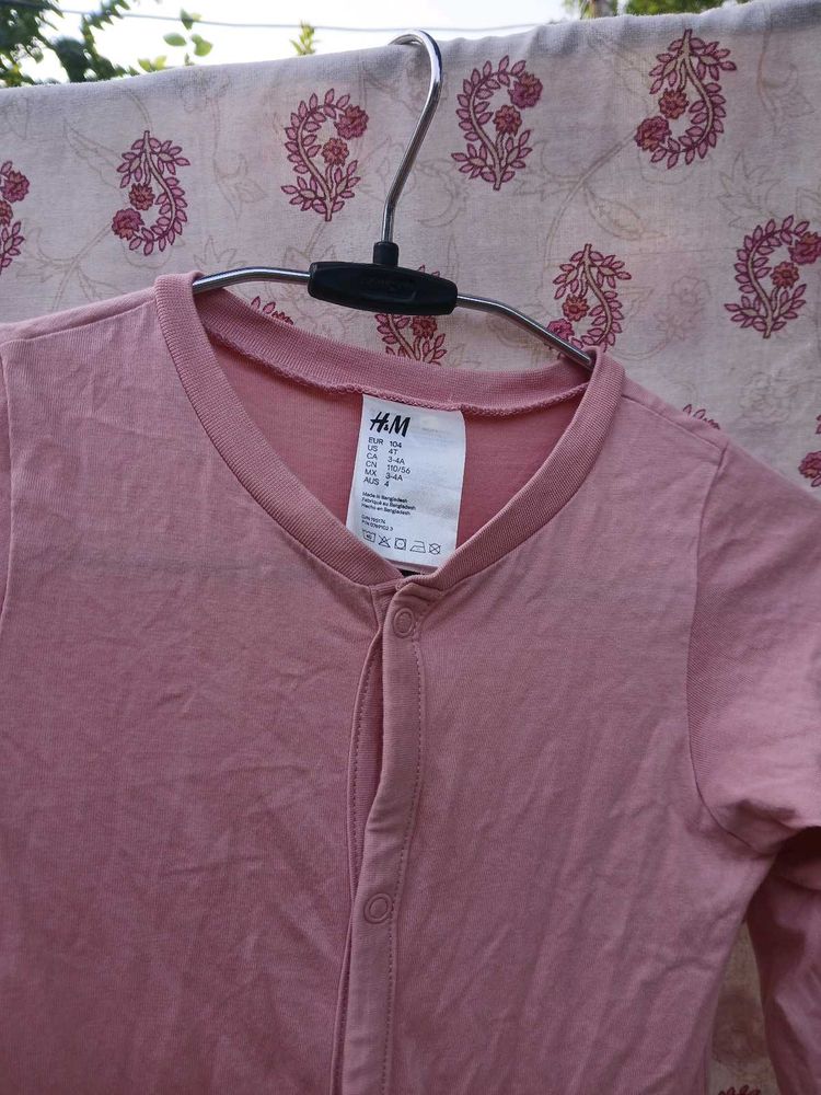 H&amp;M Pink Button-Up Onesie