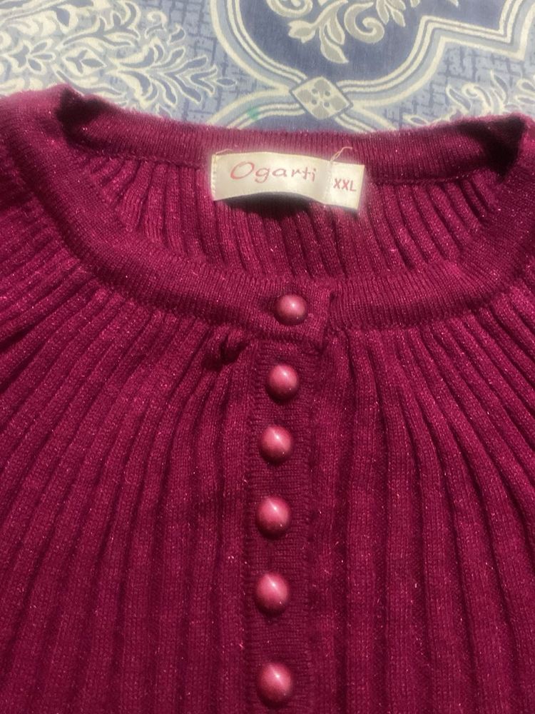 Sparkly Knit Button-Up Sweater