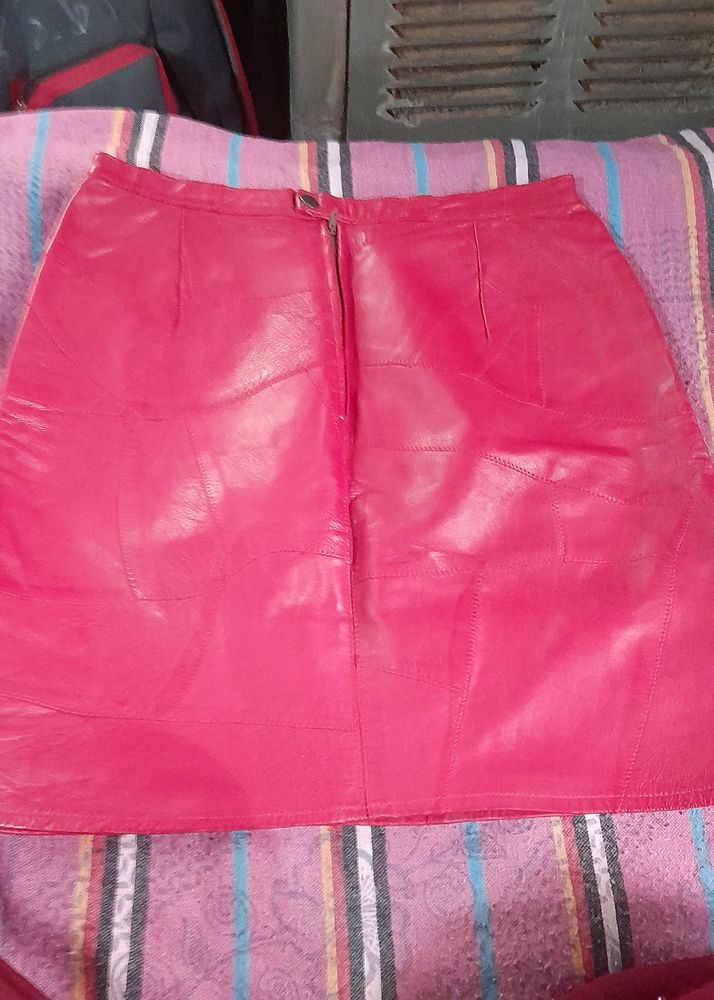 Red Leather Short Skirt