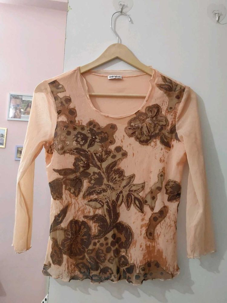 Sheer Floral Print Top