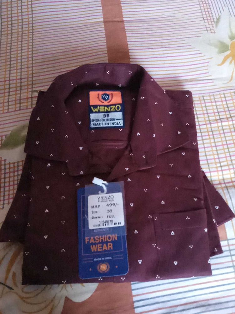 Men's Maroon Printed Shirt