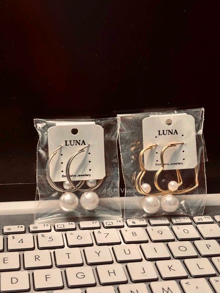 Elegant Pearl Hoop Earrings Set