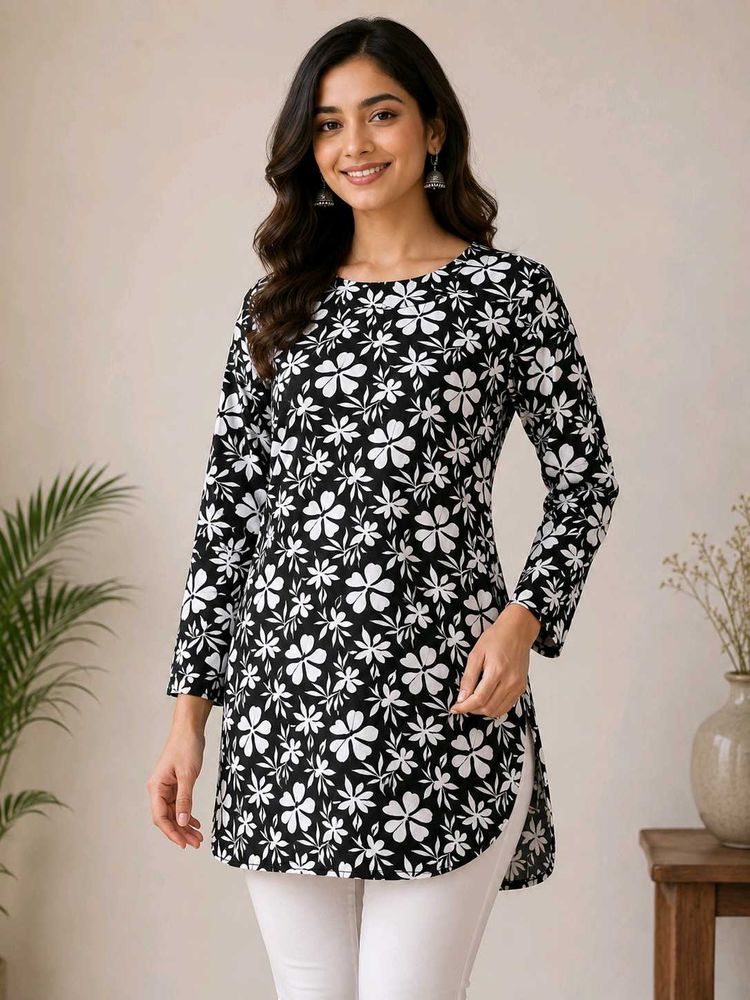 Chic Black &amp; White Floral Kurta custom made