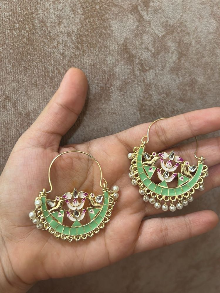 Beautiful Green Enamel Earrings