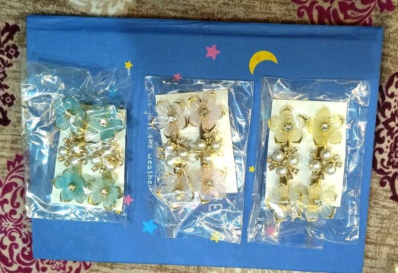 3 Pairs Flower Hair Clips