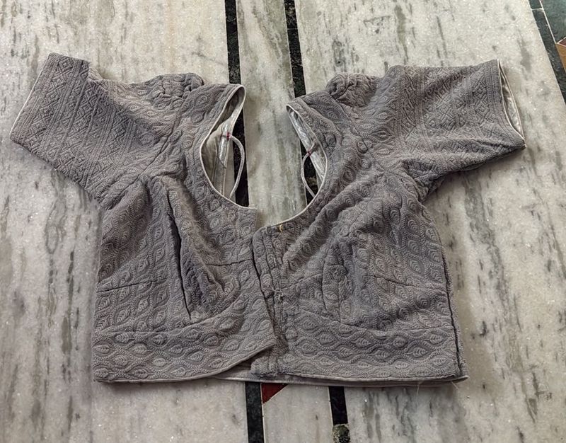 Embroidered Grey Blouse