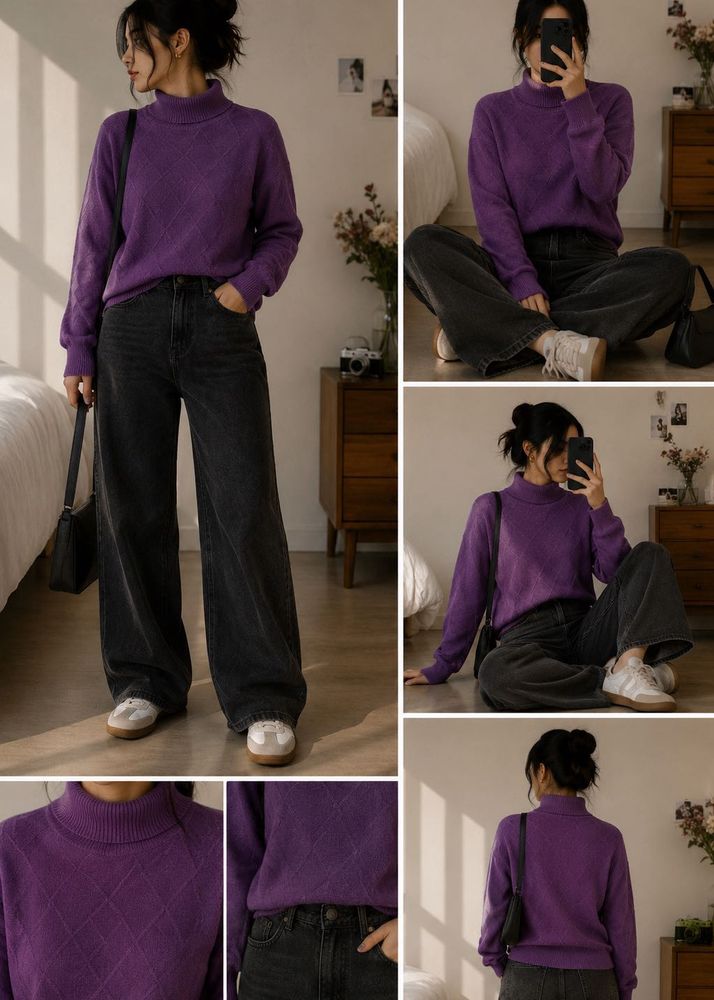 Purple Turtleneck Sweater💜