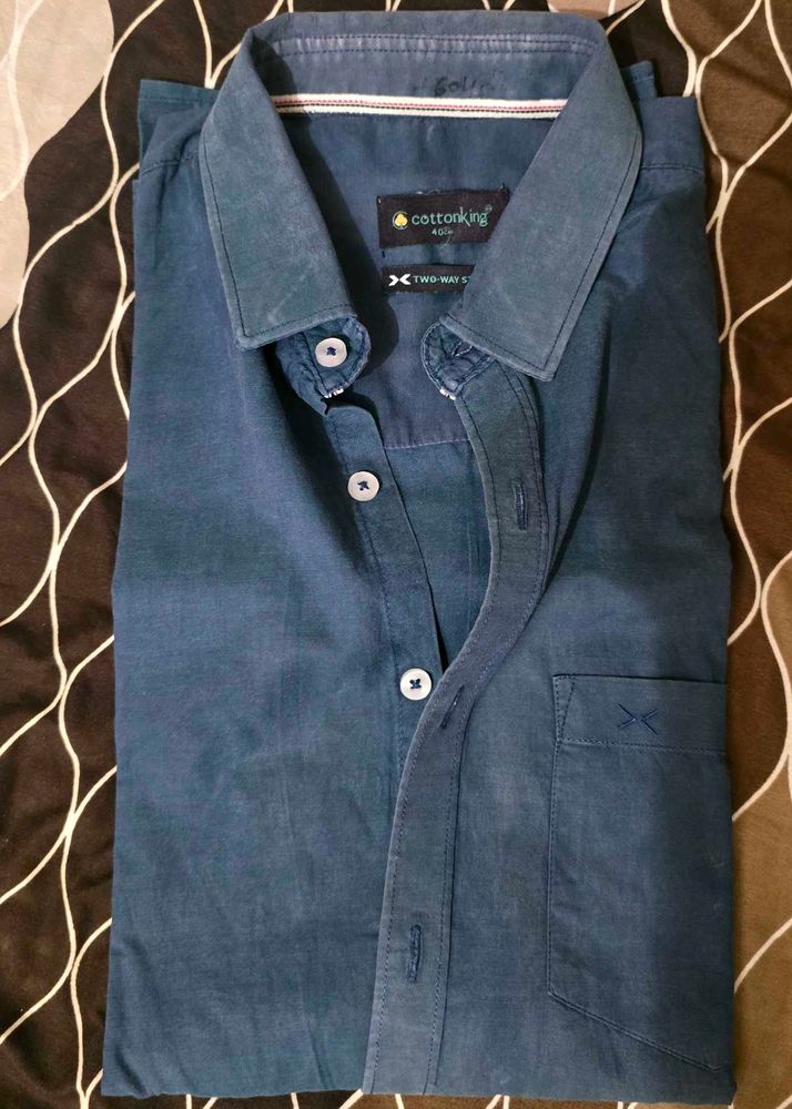 Men's Cotton King Blue Shirt