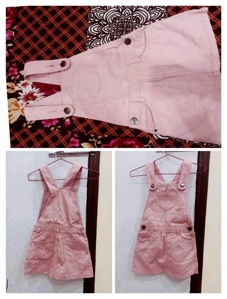 Cute Pink Overalls Dress