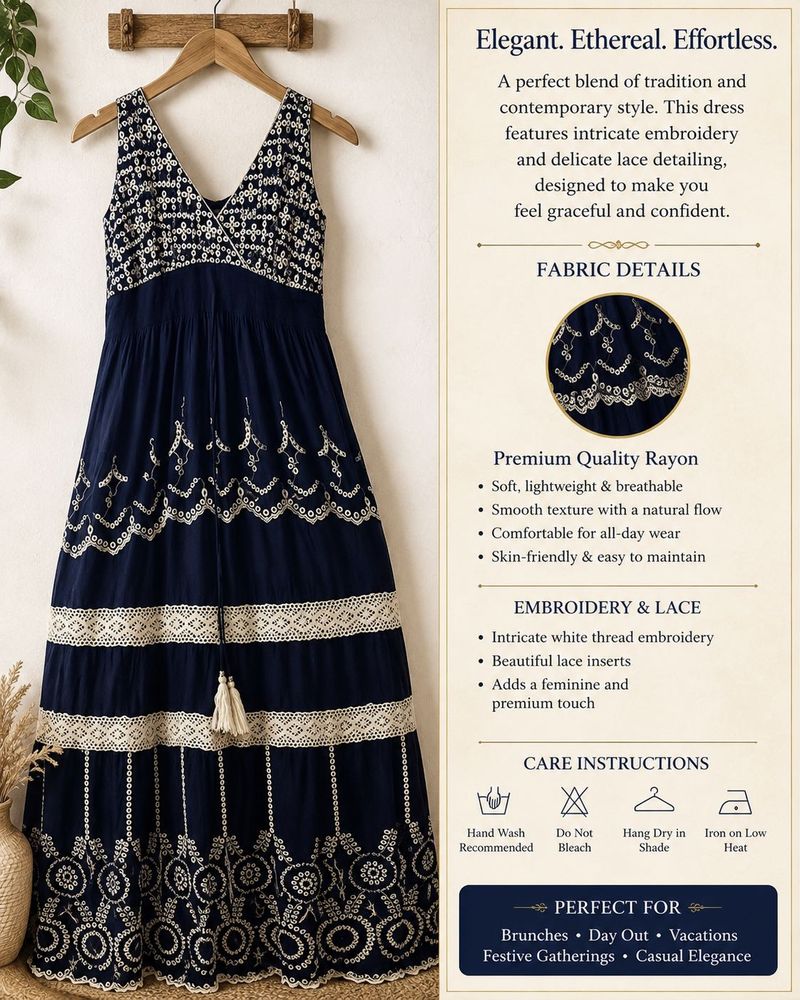 Navy Blue Embroidered Anarkali Gown