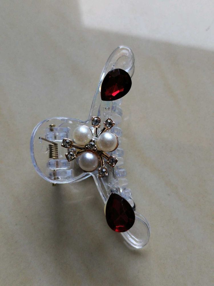 Pearl &amp; Gem Hair Claw Clip   2combo