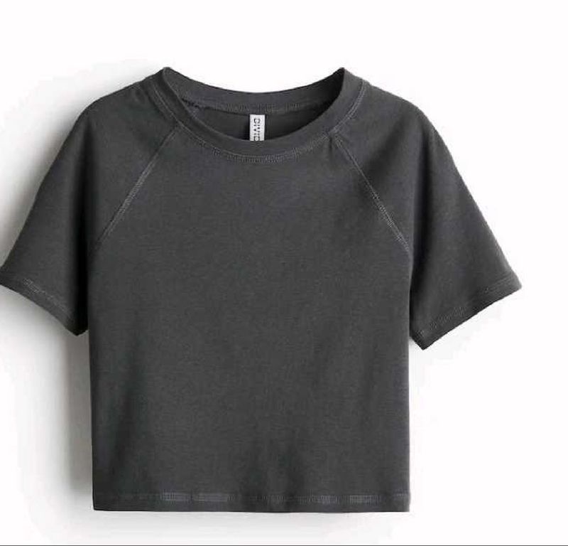 Dark Grey Basic Crop T-Shirt