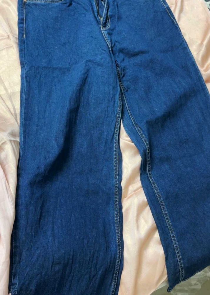 Blue baggy Denim Wide Leg Jeans