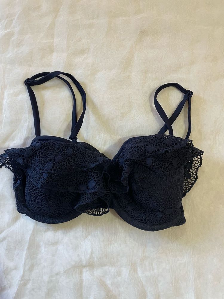 Navy Blue Crochet Bikini Top