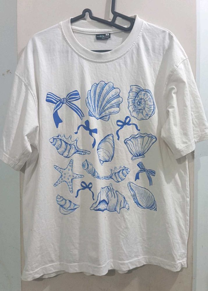 White Seashell Print T-Shirt