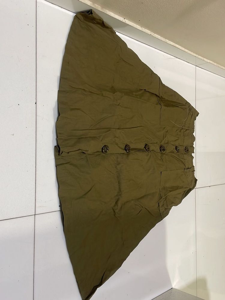 Olive Green Button Skirt