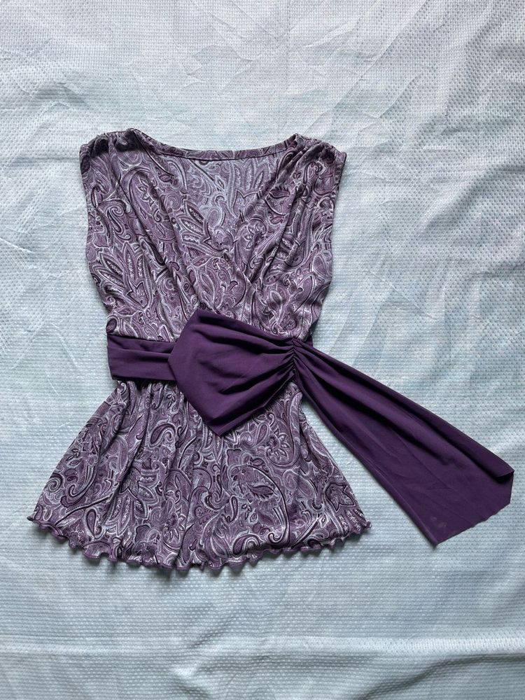Purple Paisley Print Top