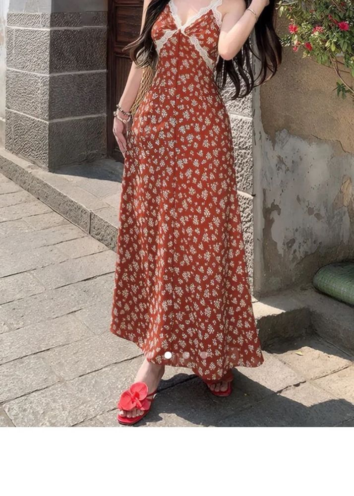 Savana floral print red dress
