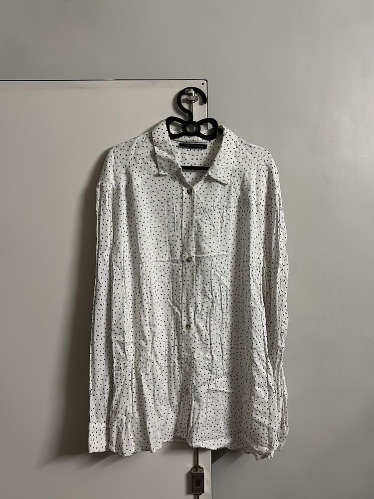 White Polka Dot Long Sleeve Shirt