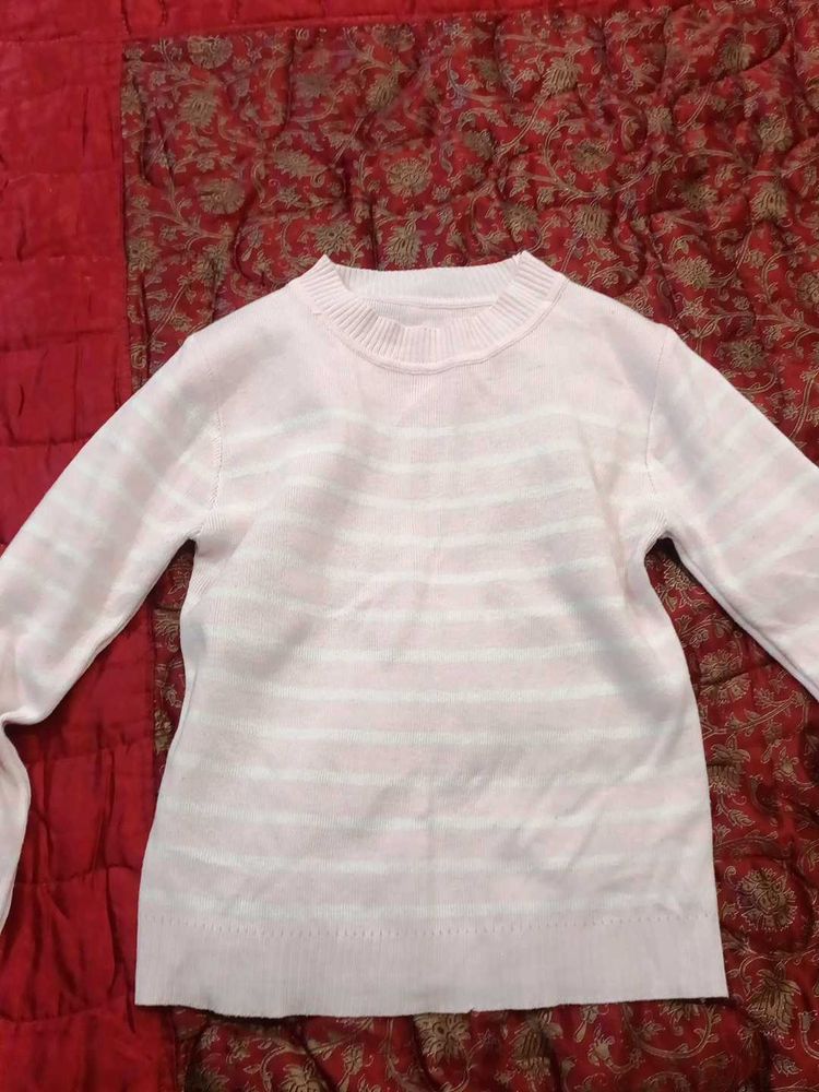 Striped Knit Sweater - Light Pink