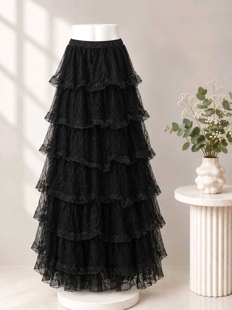 Black Tiered Tulle lehenga