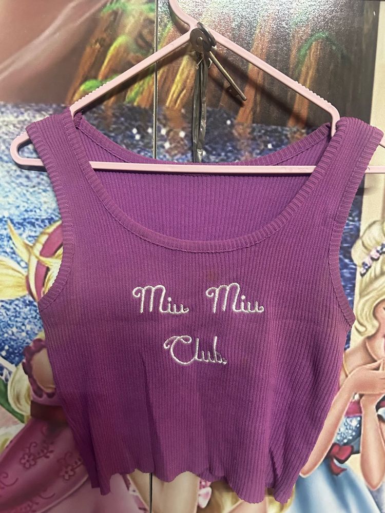 Cute Purple Ribbed Tank Top
