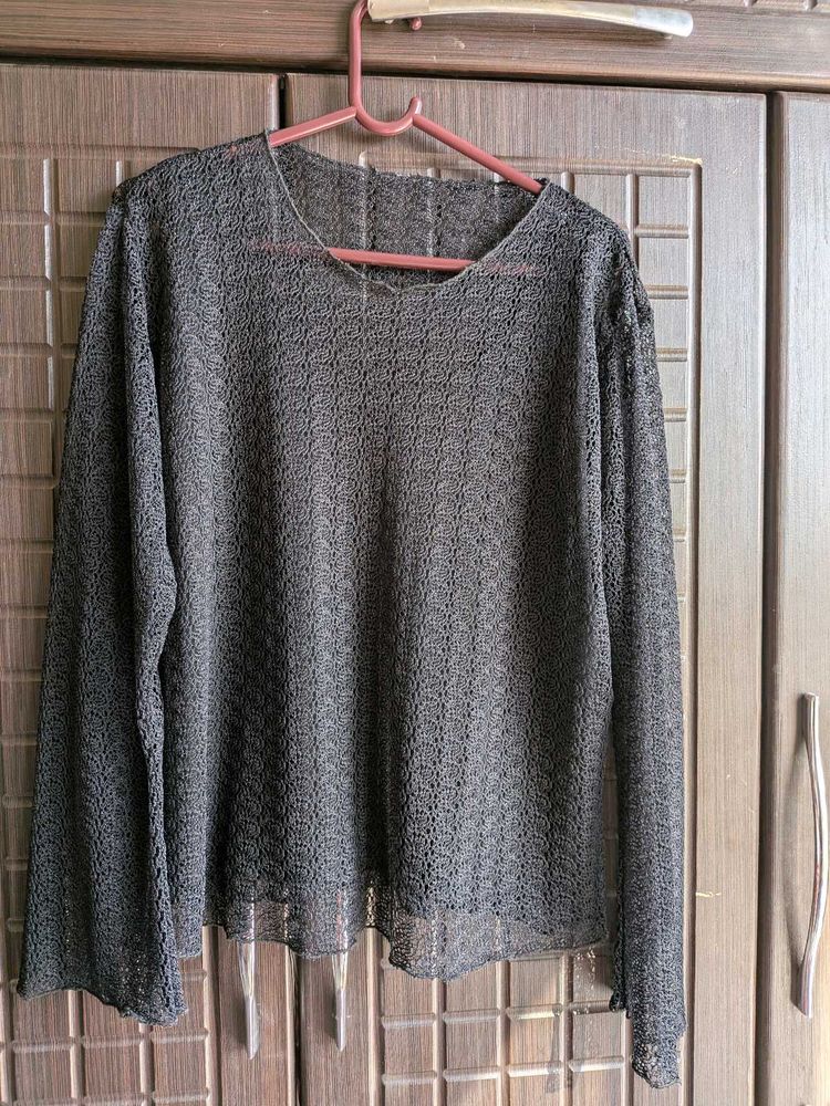 Sheer Black Lace Top XL