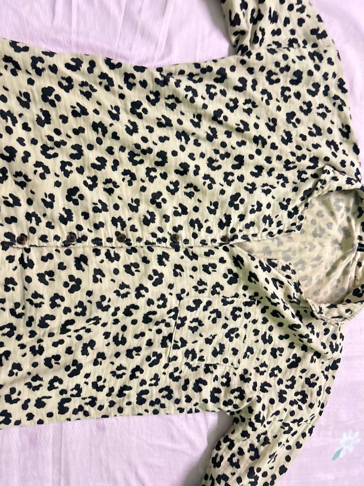 Leopard Print Button-Up Shirt