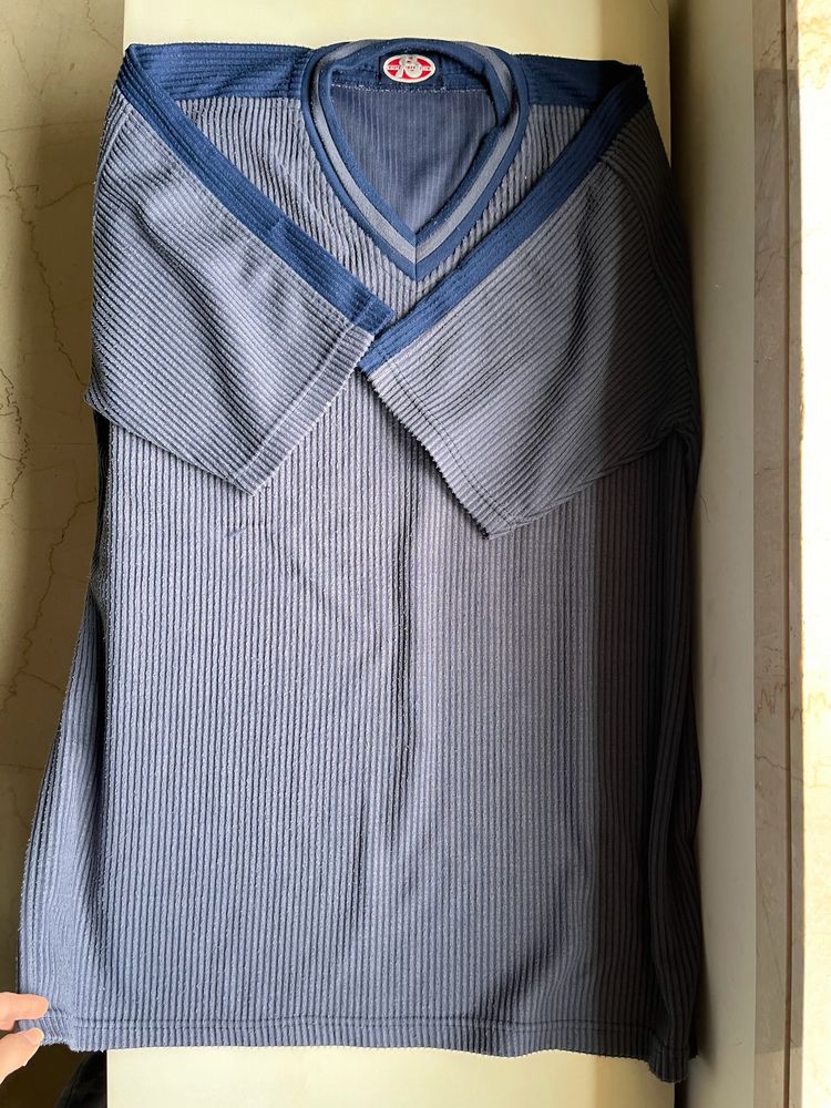 Retro Striped V-Neck T-Shirt Men