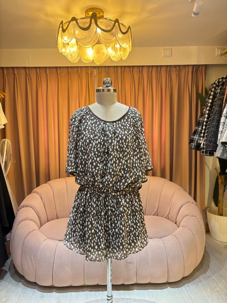 Chic Printed Mini Dress with Tie Waist