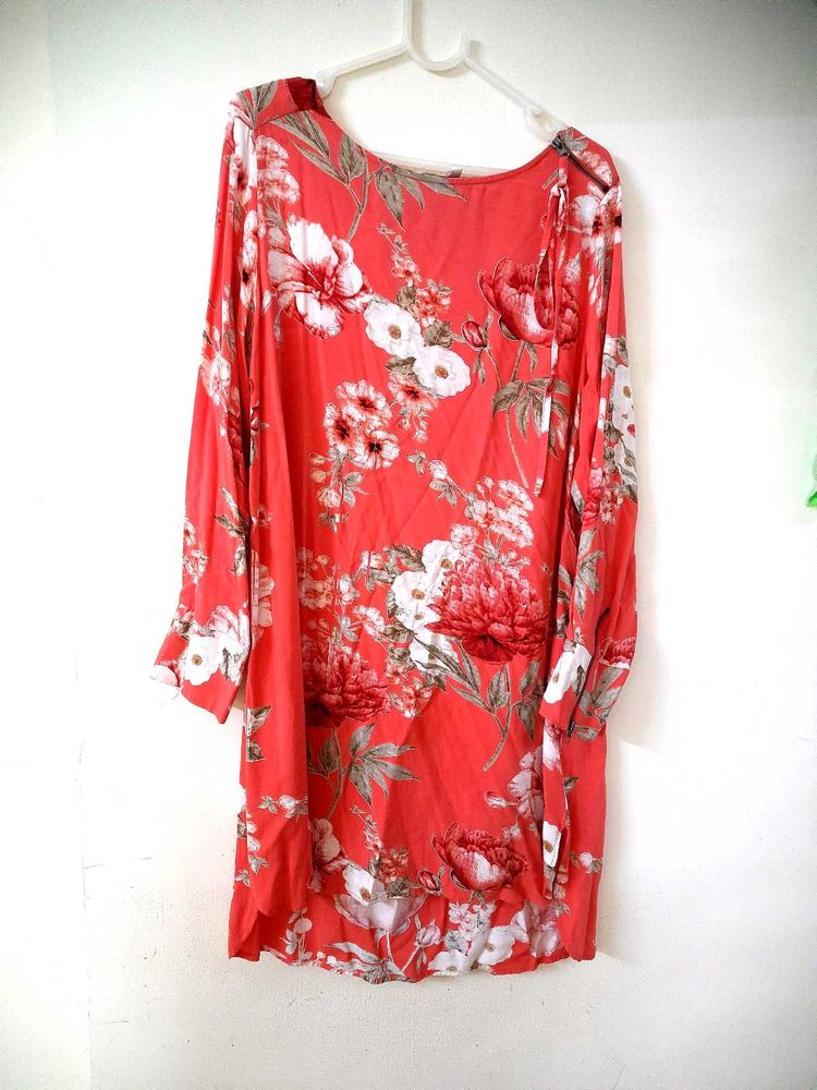 Vibrant Floral Print Long Sleeve Dress