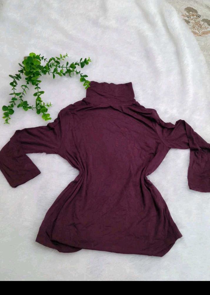 Burgundy Turtleneck Top
