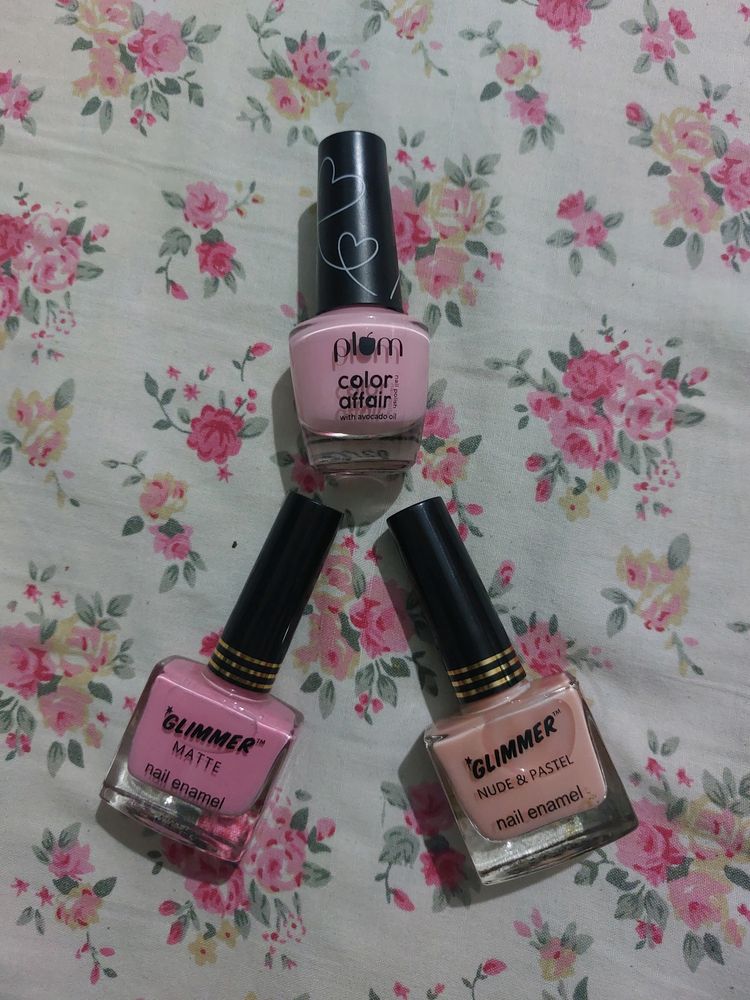 Set Of Three Nude &amp; Pastel Nail polish.