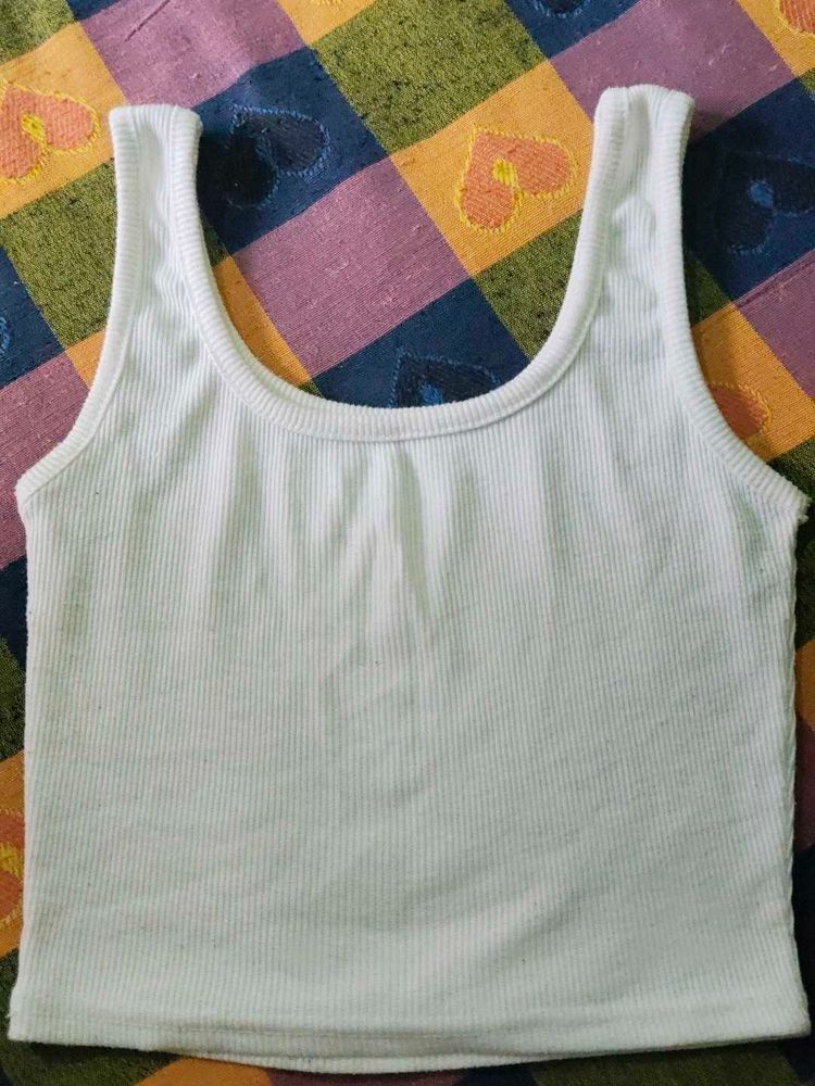 Ribbed White Tank Top