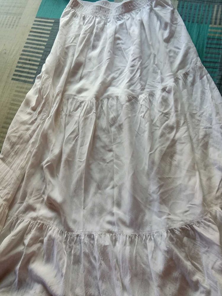 Flowy White Tiered Maxi Skirt
