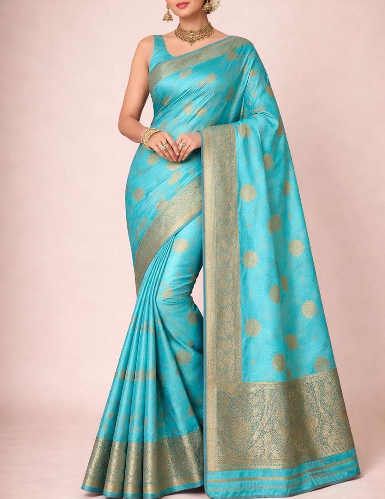 Elegant Blue Silk Saree ( no blouse)