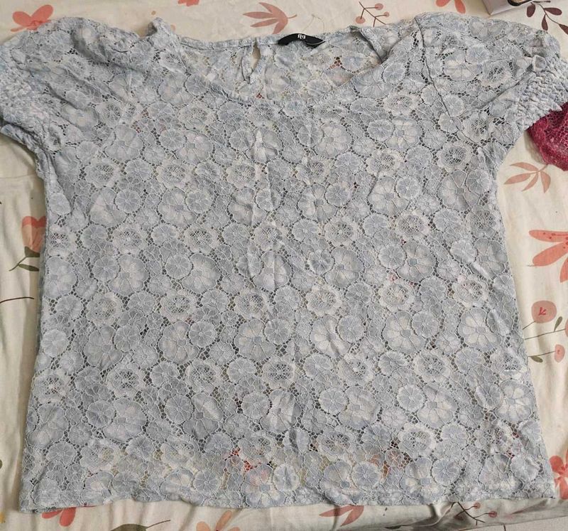 Light Blue and Pink mesh top combo