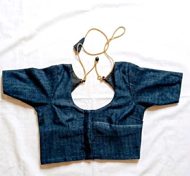 Stylish polyester Blouse with Gold String Detail