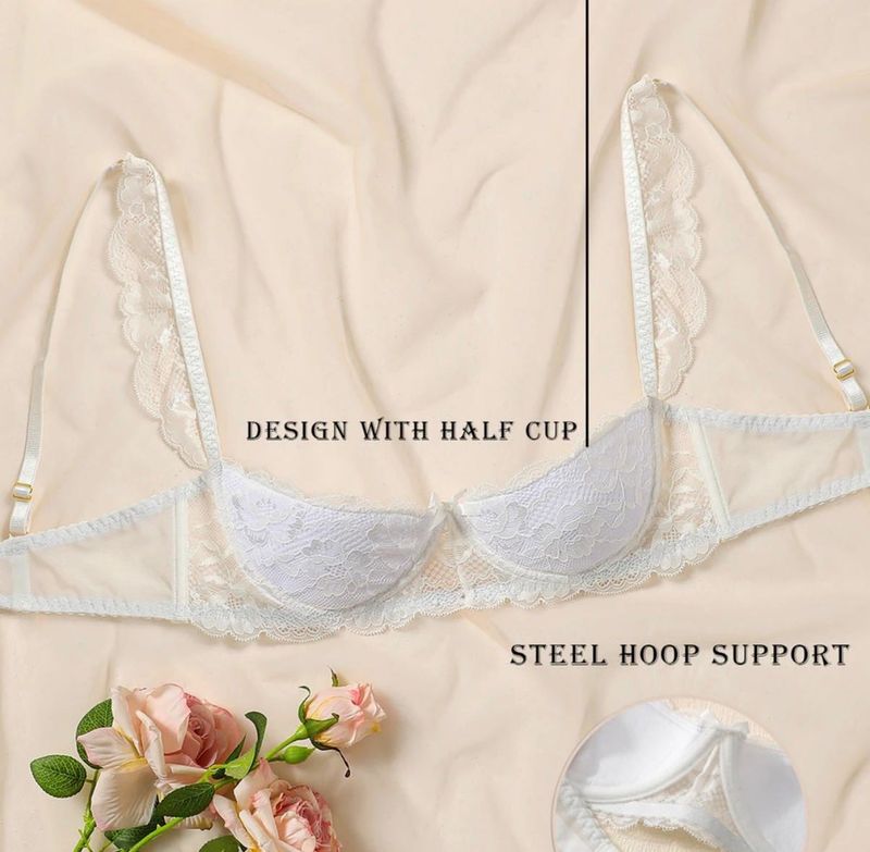 Lace Trim Half Cup Bra