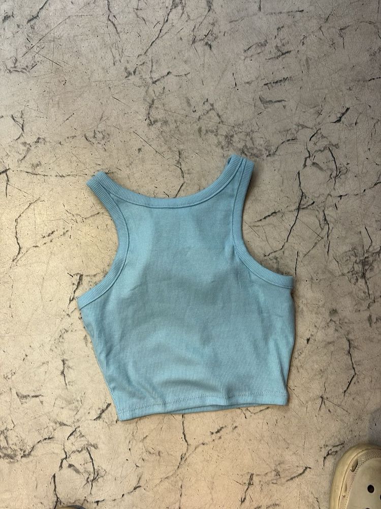Light Blue Ribbed Tank Top