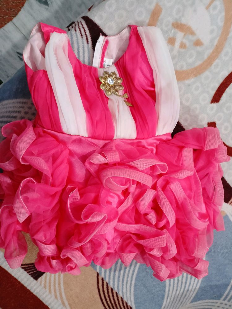 Beautiful Ruffle Frock And Matching Bellies For Ba