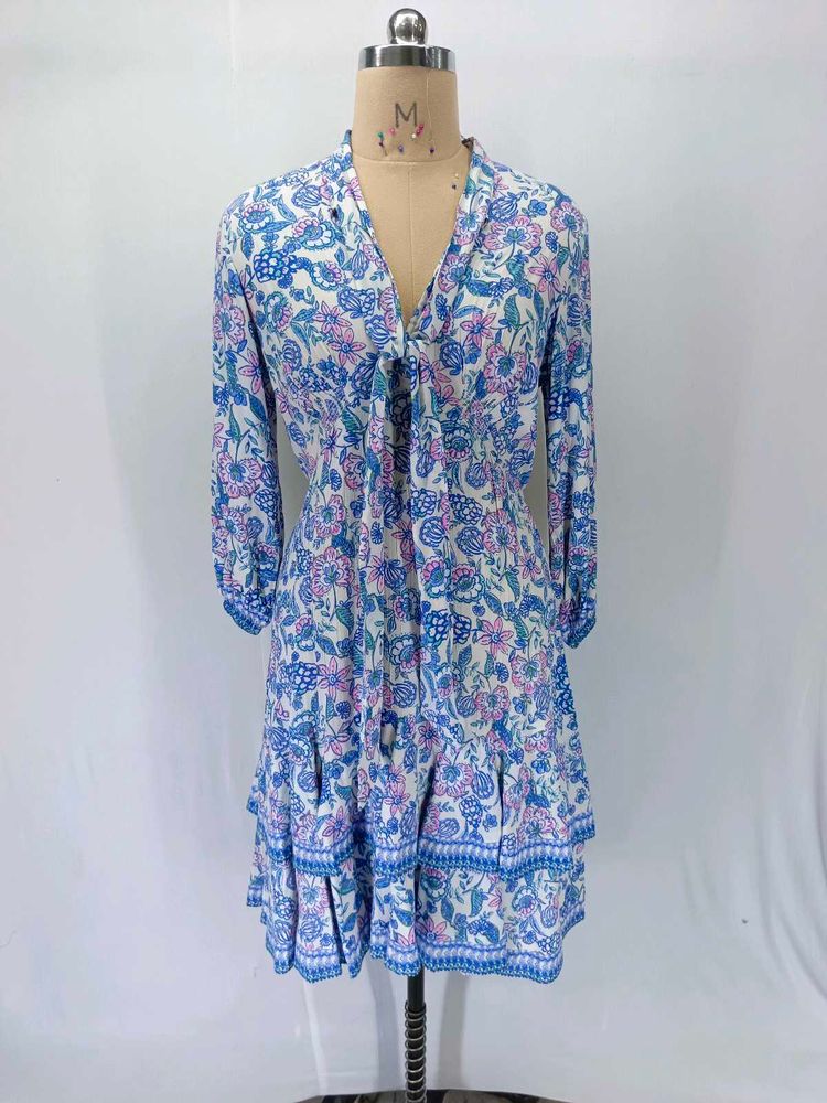 Boho Floral Print Tiered Mini Dress