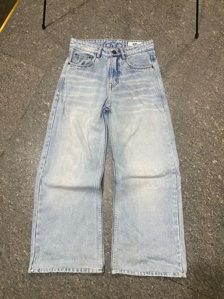 💯 H&amp;m Light Wash Wide Leg baggy Jeans