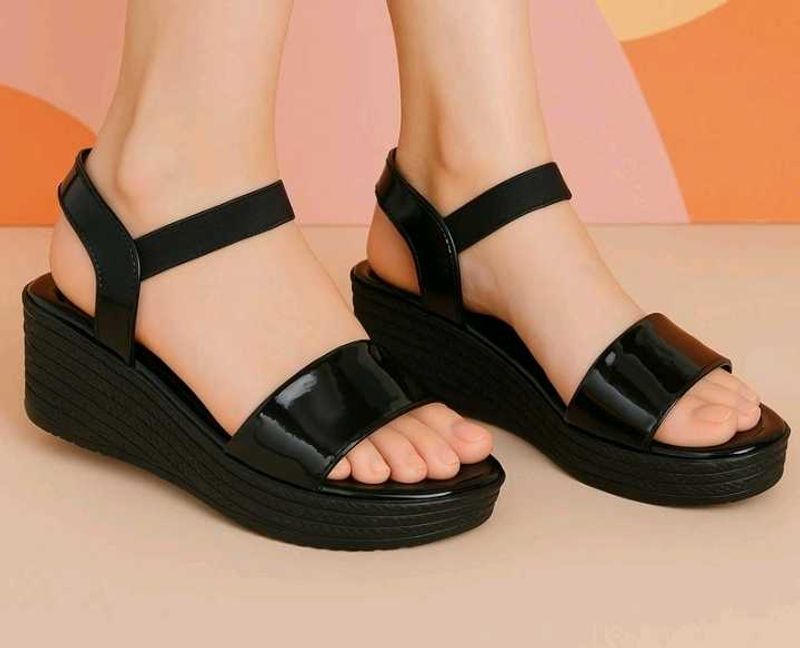 Stylish Black Wedge Sandals