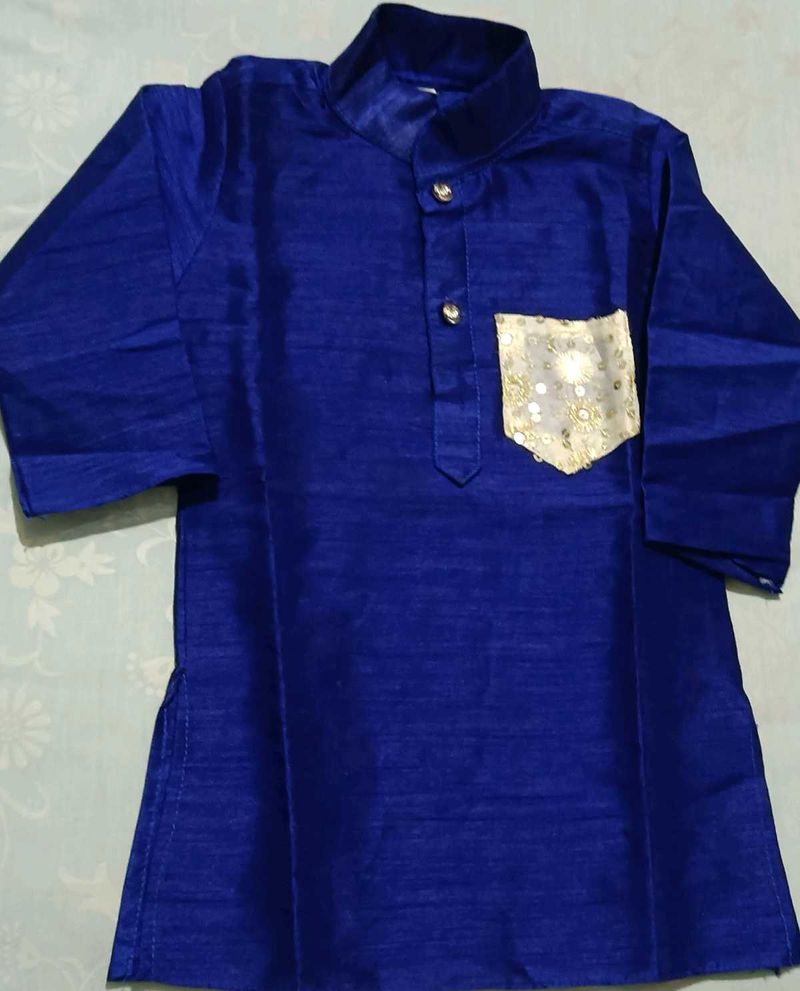 Elegant Royal Blue Kurta &amp; Cream Payjama