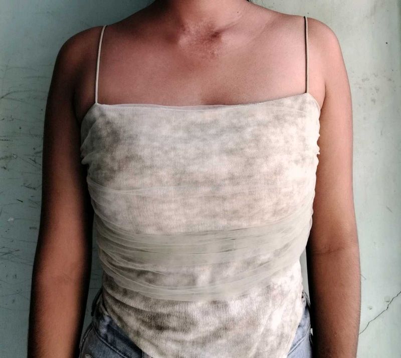Sheer Ruched Camisole Top