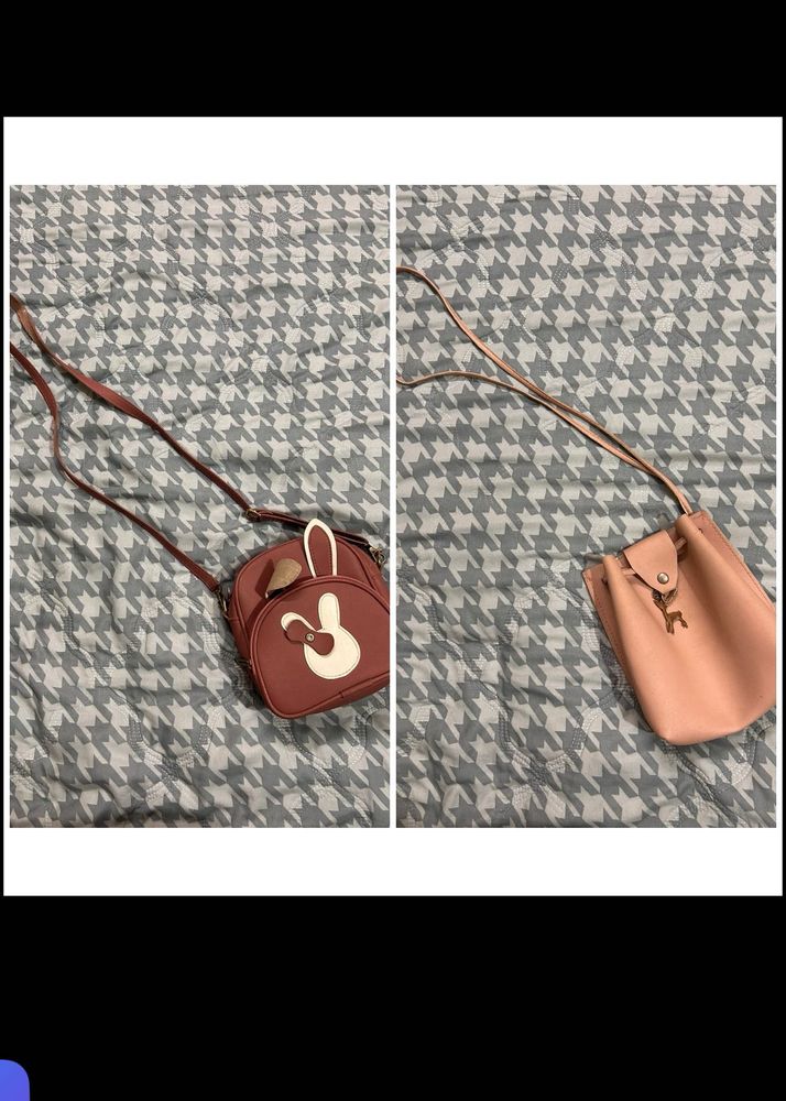 Cute Bunny &amp; Pink Drawstring Crossbody Bags