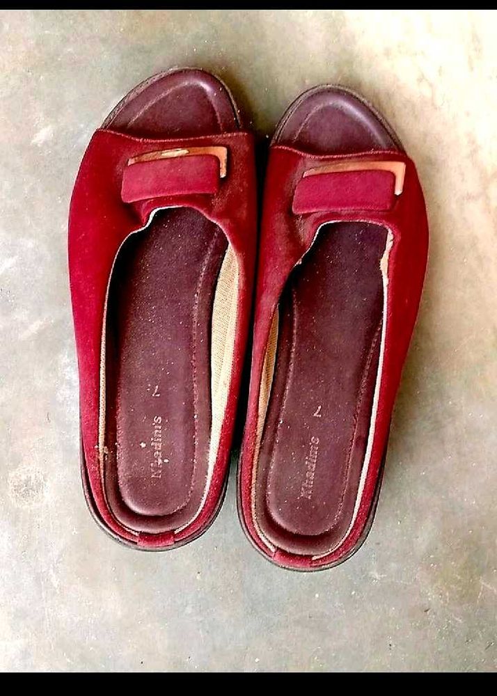 Maroon Velvet Slip-On Flats