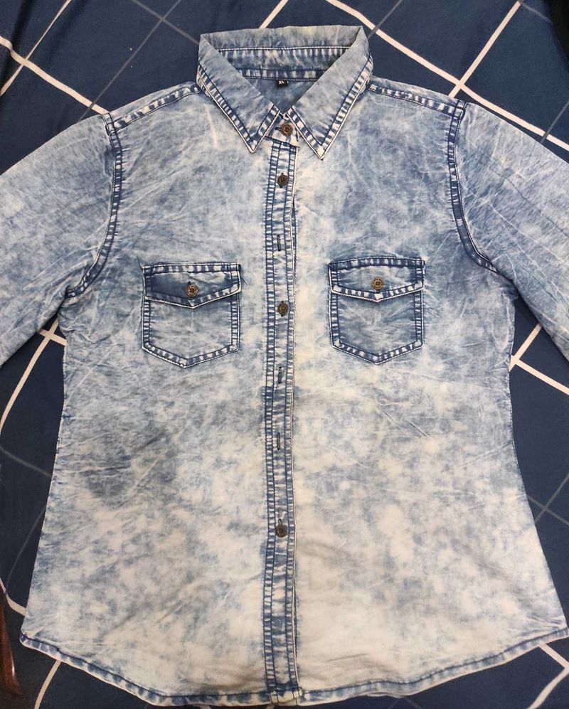 Vintage Acid Wash Denim Shirt